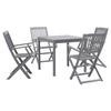 VidaXL Garden Dining Furniture 5 Pcs Outdoor Dining Set Patio Furniture Dining Set Grey Wood 278925