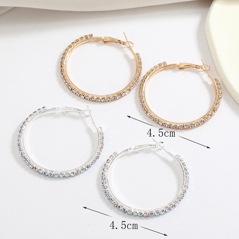 Korean Chic Luxury Diamond C-Shape Hoop Earrings