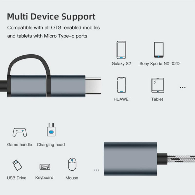 hot! OTG  Adapter  Cable Type-c Android To Usb 2-in-1 OTG Data Cable For Mobile Phone Tablet