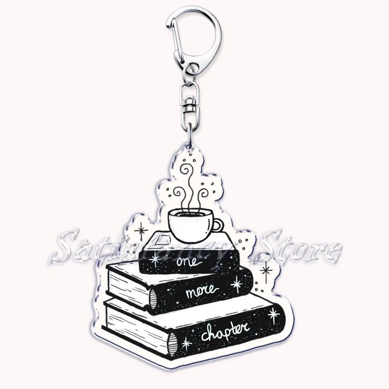 Pastel I Heart Flowery Books Keychains Ring for Accessories Bag Pendant Key Chain Keyring Jewelry Fans Lovers Gifts