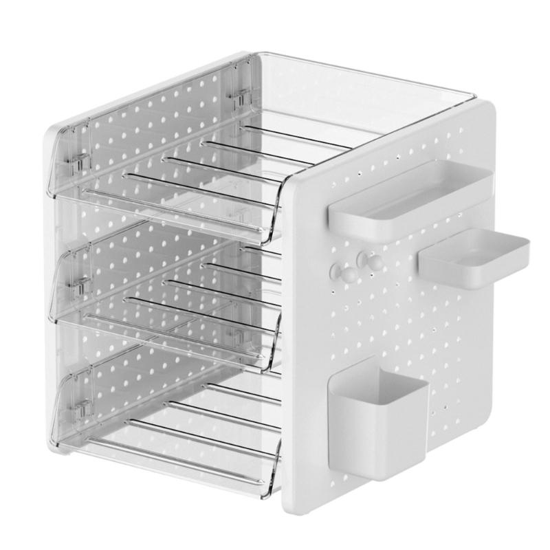 Multifunctional Desktop Organizer 2/3 Tiered File Tray Stackable Paper Letter Tray Organizers With Pen Cup and Pegboard