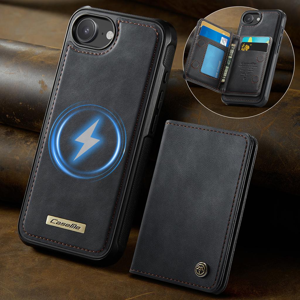 For iPhone 16e Magnetic Case CASEME ME80 Series Leather PC TPU Phone Cover with Detachable Wallet