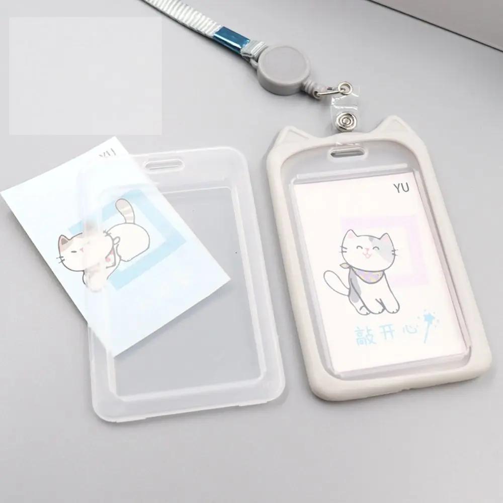 Cartoon Cat Card Holder, Candy Color ID Card Holder, Retractable Reel Lanyard ID Card Holder