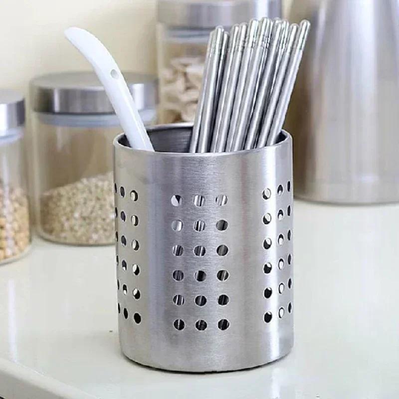 Cutlery Holder Drainer Spoon Fork Chopsticks Storage Basket Stainless Steel Rack Holder Kitchen Accessories Tools Organizer