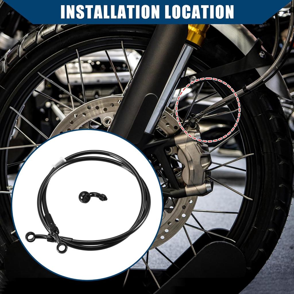 Brake Hose Motorcycle Hydraulic Brake Line Oil Hose Pipe Fitting with Banjo/Inner for ATV Motorcycle Motocross/Durable 110cm Length / 1 Set