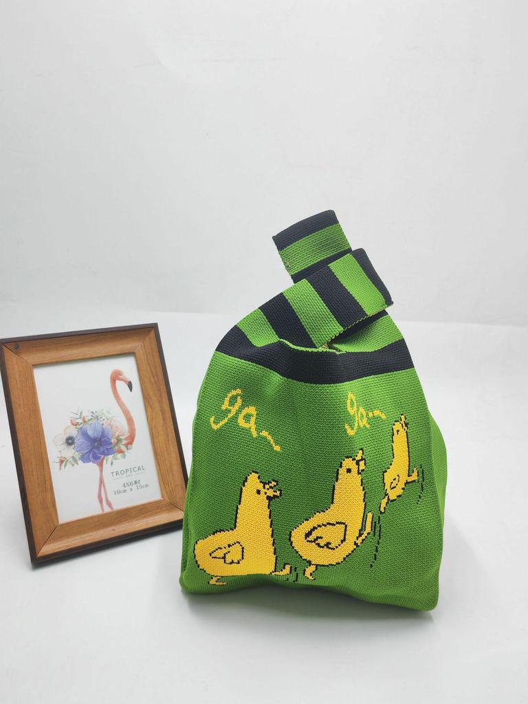 Panda Knit Women's Cross-Border Wrist Tote Handbag