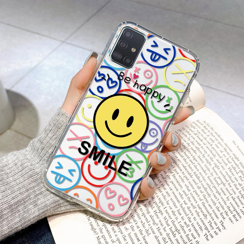 Custodia A51 per Samsung A22 Custodie Silicone Funda Samsung A32 4G A52 A72 5G A12 A21S A03S A71 31 A50S A30S A42 A10 Cover Telefono Smiley