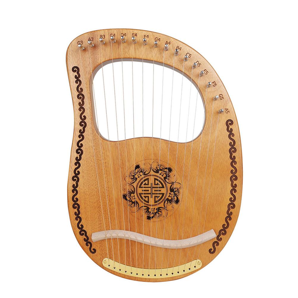 Wooden Harp 16 String Harp 16 Tone Portable Lyre Percussion Musical Instrument Beginner Tools Mahogany Harp Lyre