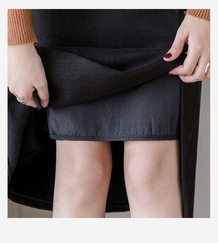 Black A-line Woolen Skirt: Hip-Hugging Design for Pear-shaped Figures, Thick Material for Autumn/Winter 2025, Mid-length.