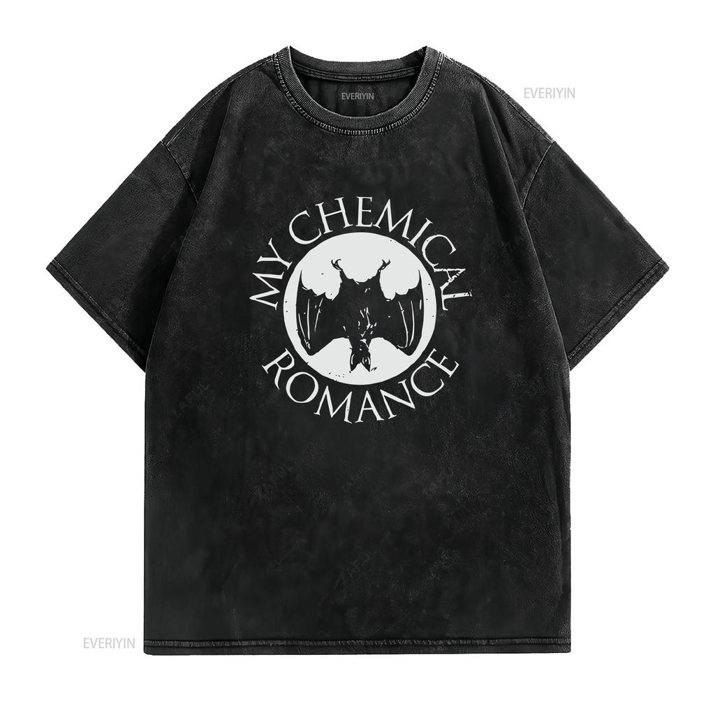 My Chemical RoUnisexce T shirt Bat vintage Washed Comfortable Casual Breathable fashion Stylish streetwear Versatile Soft homme