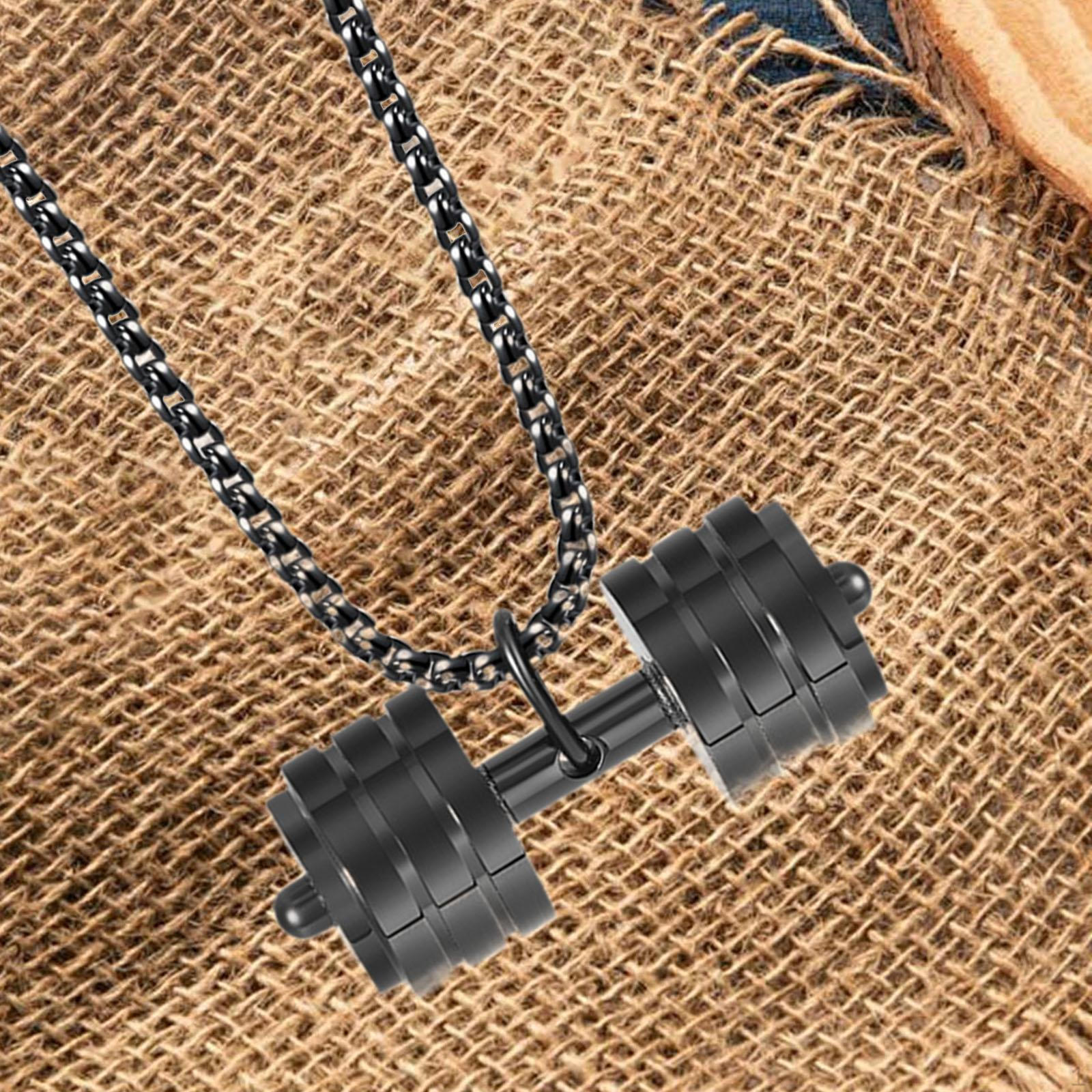 

Ожерелье с подвеской в виде гантели из титановой стали для мужчин и женщин, подарочная цепь чёрный