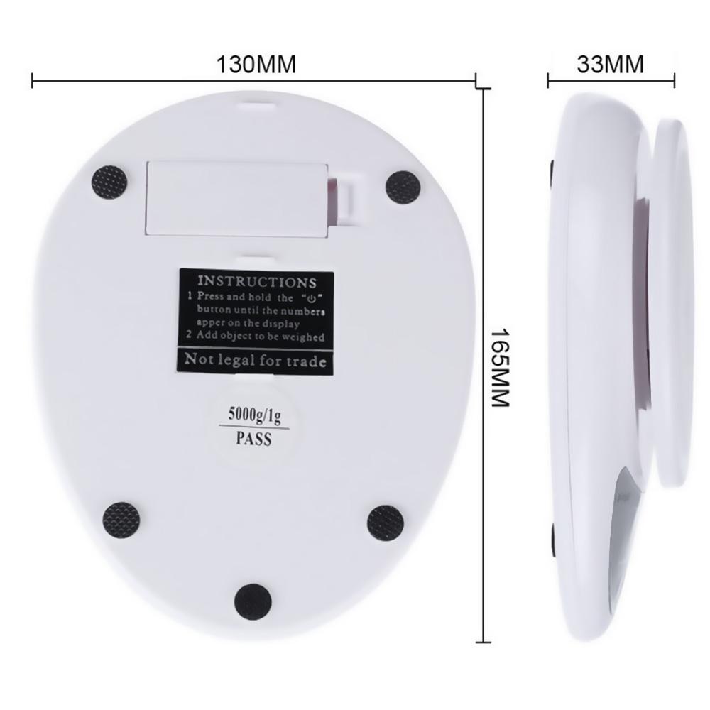 5KG/1g Digital Kitchen Food Scale for Cooking Barking Grams Ounces Pound Kilogram Units Switchable 120s Shutdown Automatically
