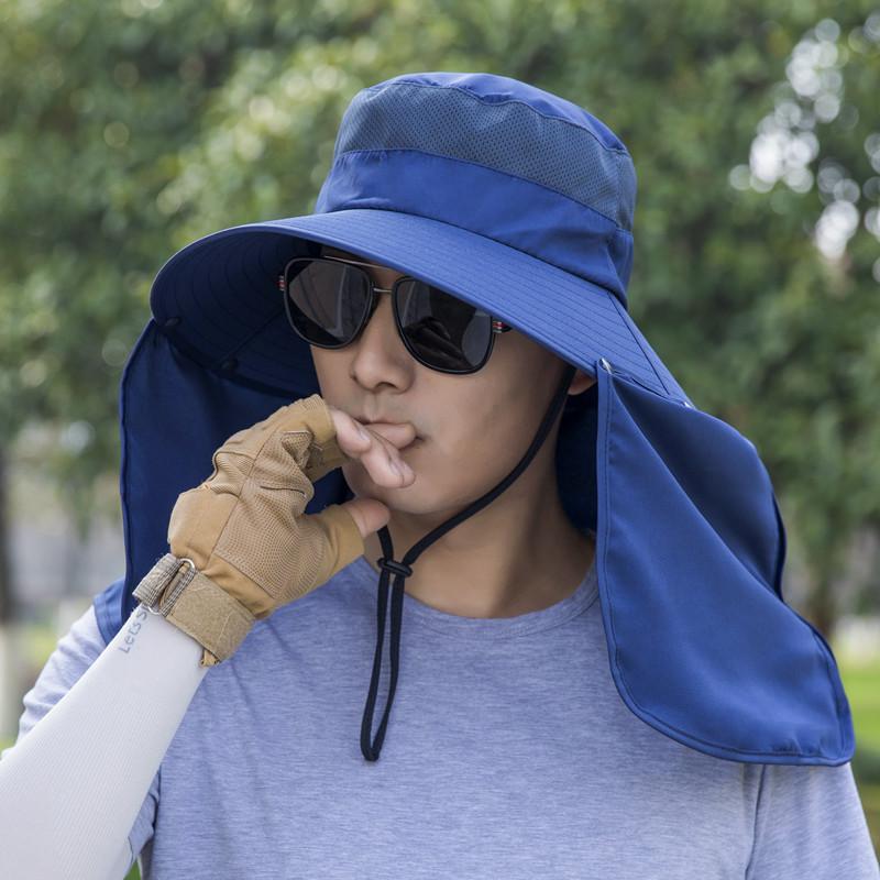 Big-brimmed sun hat men's trend summer sun protection outdoor breathable fishing cool hat bucket hat women's face hat