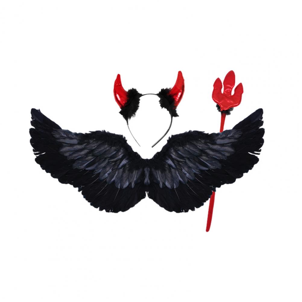 Cosplay Angel Wing Kids Angel Wings Set Angel Wings with Headband and Fairy Wand Faux Feather Cosplay Wings Halloween Cosplay