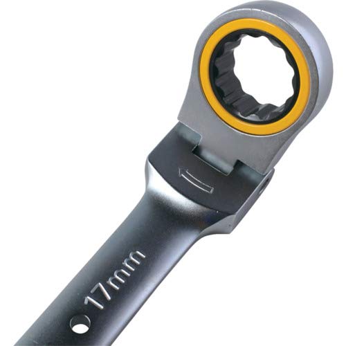 TOP Industrial (TOP) Swivel Ratchet Combination Wrench, 12mm, 180° Swivel, 5° Feed Angle, Gear Wrench FRC-12