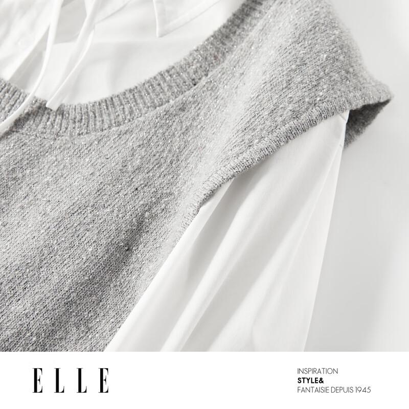 ELLE Faux Two-Piece Vest Shirt Knitted Sweater