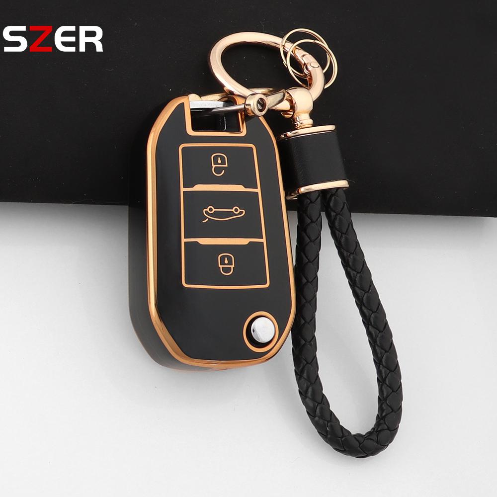 New Tpu Car Key Case Cover For Peugeot 208 308 408 508 2008 3008 4008 5008 For Citroen C3 C4 Cactus C6 C8 Protected Shell Fob