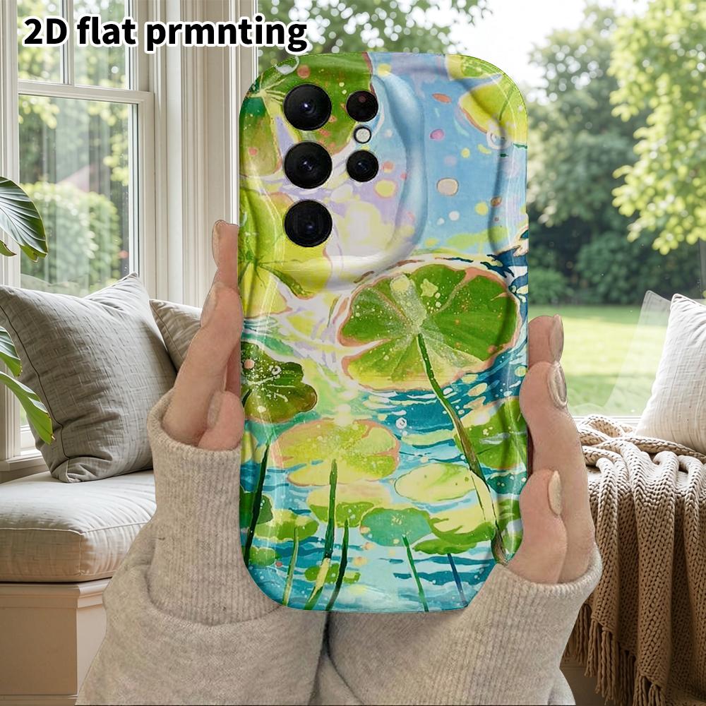 Phone Case: 2D Flat Samsung Galaxy A34 A35 M05 M06 S20 S22 S21 FE Plus 5G Protective Case, Couple Style, Lotus Pond and Leaves, Christmas and Hallowee