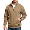 Men’s Plain-Coloured Stand-Up Collar Fleece-Lined Sweatshirt with Kangaroo Pockets – Casual Long-Sleeved Top for Autumn/Winter