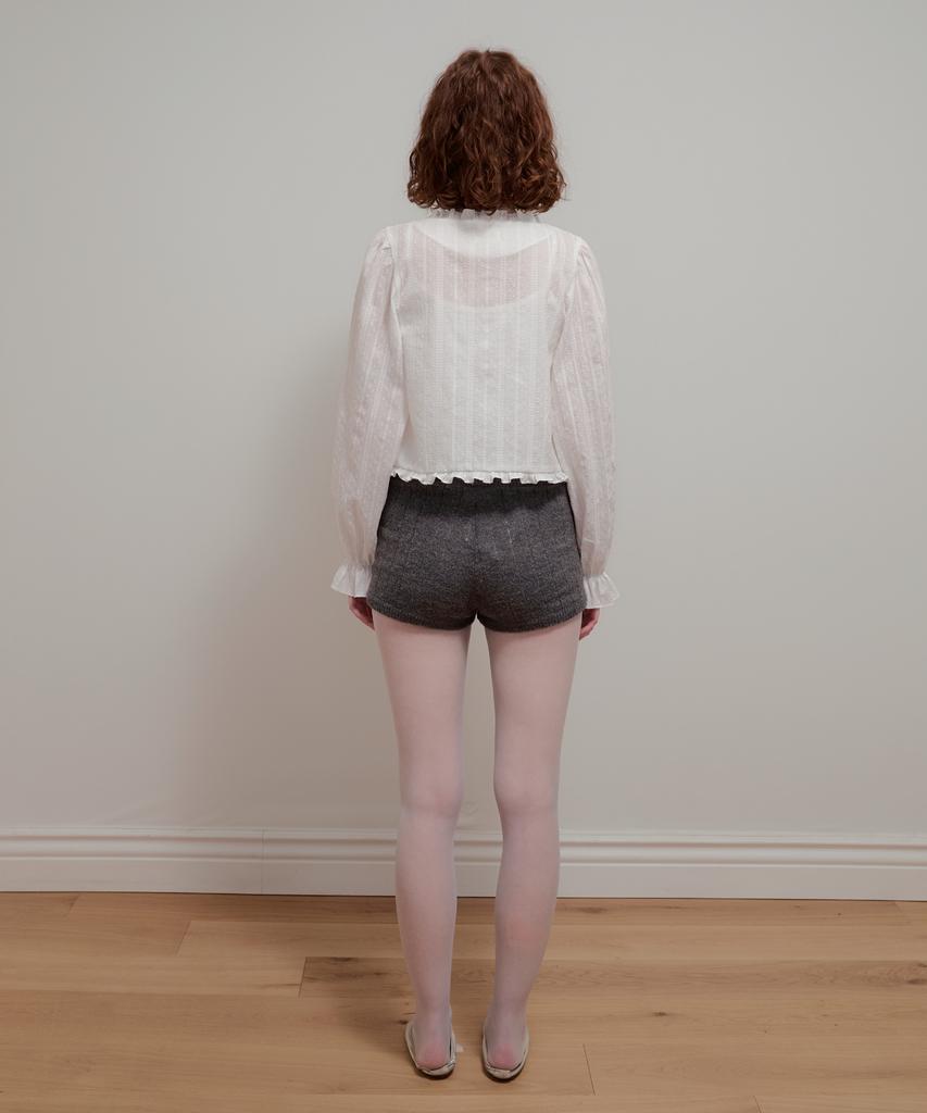 Aobteu Ribbed Knit Shorts - Charcoal