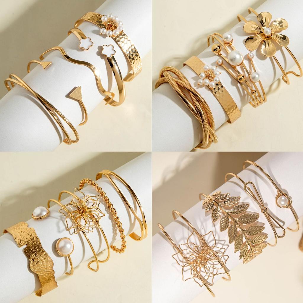 Geometric pleated metal bracelet light luxury bracelet multi-layer stacked bracelet women