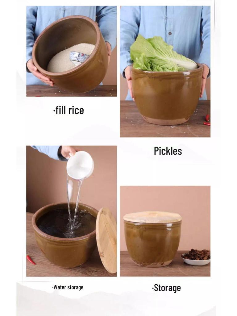 Traditional Ceramic Water Jar for Pickling, Rice Wine Fermentation, or Flour Storage