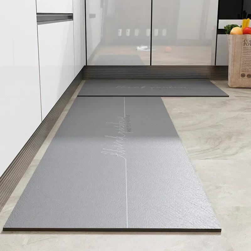 Kitchen Floor Mat Pvc Leather Waterproof Carpet Home Decoration Solid Color Rug Anti-oil Non-slip Foot Mats Alfombra