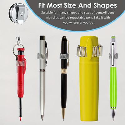 Retractable Badge Reel with Pen Holder Metal Key Ring Keychain Anti Lost Retractable Key Chain for Outdoor Office Worker
