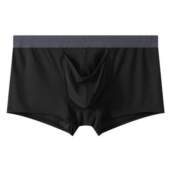 Men Cotton Underpants Color Matching Elephant Nose U Convex Thin Mid Waist Soft