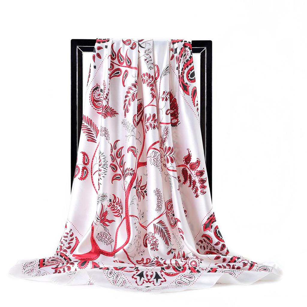 Dámská móda Čtvercový Vintage tisk Saténový nákrčník Sluneční šátek Šály Šátek Vysoce kvalitní 1ks 90*90cm