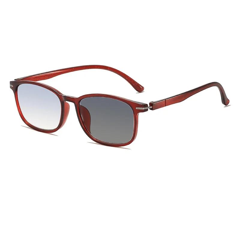 Unisex New Square Frame Photochromic Reading Glasses Sunglasses 2 In 1 Gradient Color Lenses Uv Protection Presbyopia Glasses