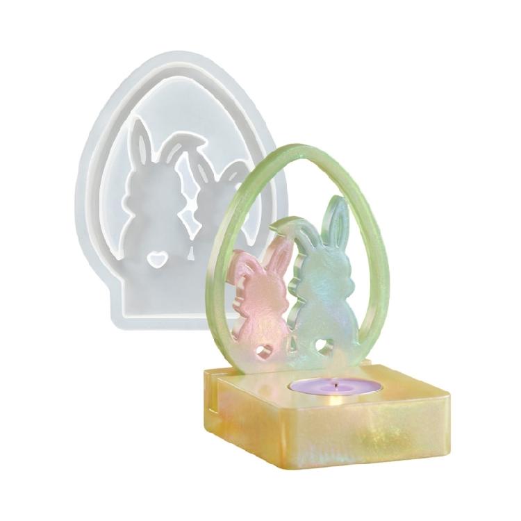 Flower Rabbit Bike Shape Silicone Mold Easter Candle Stand Making Chocolate Casting For Crafts Table Centerpiece