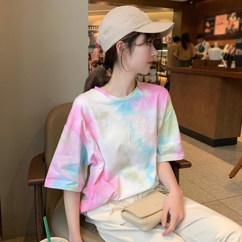 woman Tie Dye Harajuku Funny Tshirt Summer ladies Japan Streetwear Hip Hop Tees Shirts Korean Tops fashion T-shirt