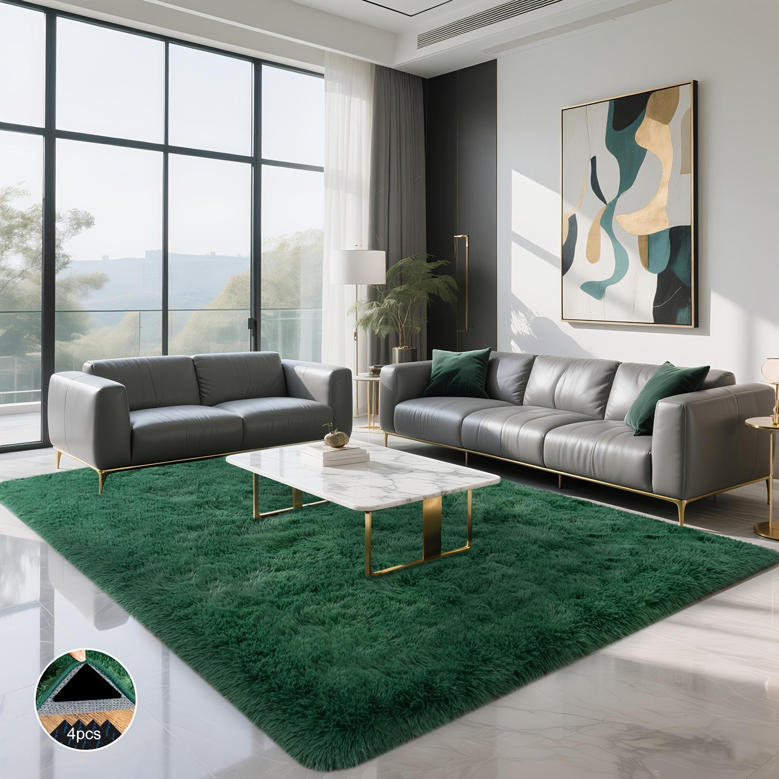 

Dark Green Mat Soft Shaggy Carpet Non-Slip Rugs for Living Room/Bedroom/Nursery – Luxury Plush Carpet Room Decor 40x60cm темно-зелений колір
