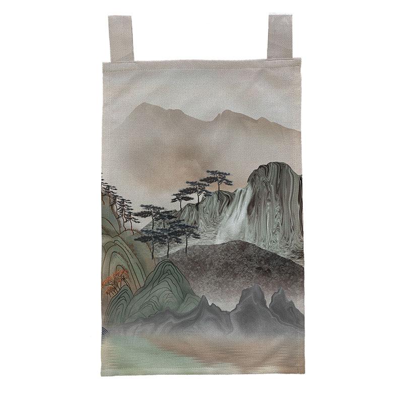 Chinese Ink Style Short Curtain Homestay Restaurant Signboard Teahouse Partition Kitchen Hanging Curtain Noren Decor Drapes