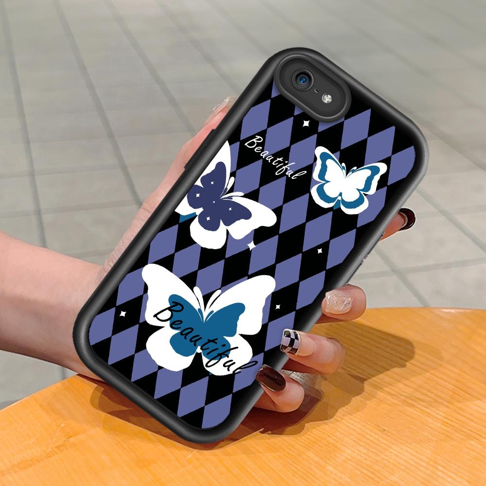 Soft Silicone Square Ladder Printing Pattern Phone Casing Full Cover Camera Shockproof Protection Rubber Case for iPhone Infinix Tecno OnePlus