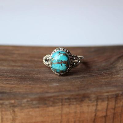Copper Turquoise Ring, 925 Sterling Silver Ring, Handmade Jewelry, Boho Bridal Ring, Gemstone Mini Ring, New Year Gift, Party Wear Gift,
