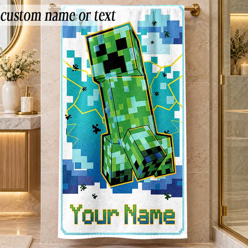 Beach TowelMinecraft Custom Name Text Personalized Soft Towel for Beach Pool Indoor Home Decor Gift
