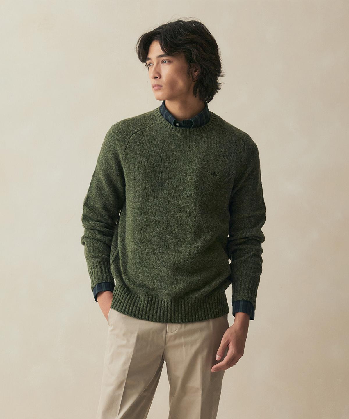 Brooks Brothers Lambswool Logo Sweater (Olive) (Bbwrmf9630Kew) Olive/S