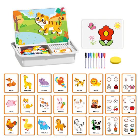 Cartoon Magnetic Puzzle Board Game Dress-up Dinosaur Vehicles Animal Preschool Learning