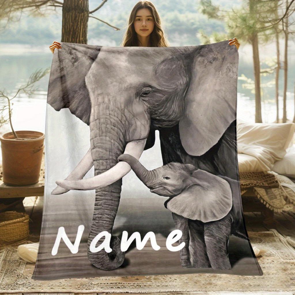 Name Elephant Family Throw Blanket For Nursery Baby Kids Animal Jungle Print Cozy Decorative Fleece Gift Keeps