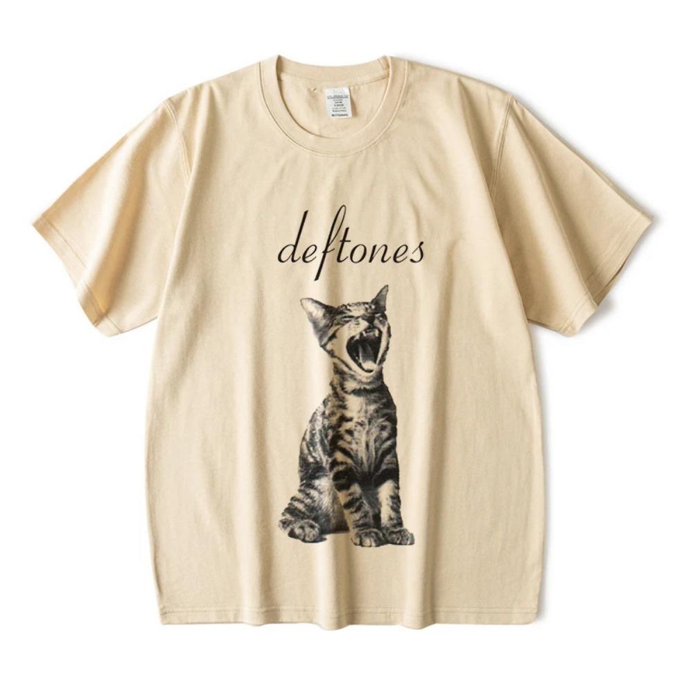 Women's Cute Cat Printed Short Sleeved T-shirt Women's Harajuku Fashion Couple Loose Street Style Y2K Clothing