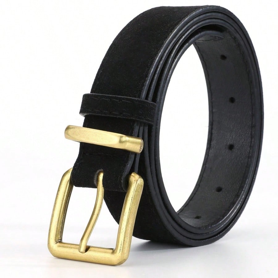 

Retro-style suede leather belt with simple button closure design. Women s formal suit accessory. чёрный