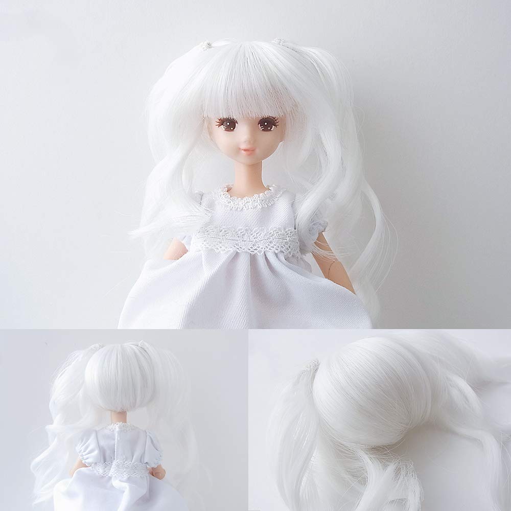 Ninian and Kino Small Doll Wig Doll Heat Resistant Wig Head Circumference Inch Curly Twin Tail 1/6 4.5 (Snow White)
