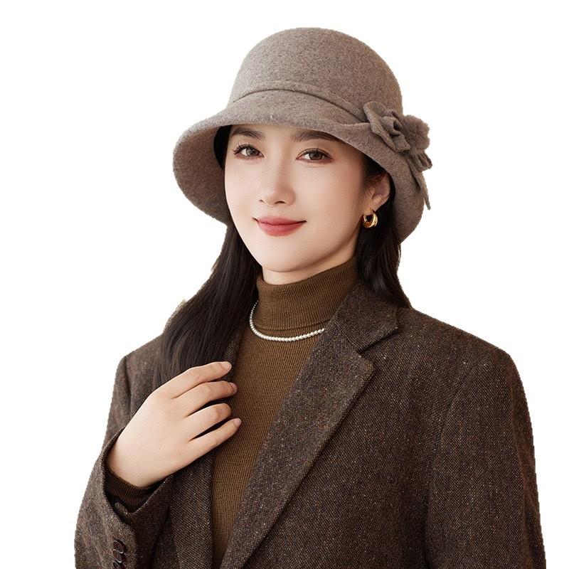 Versatile Woolen Bucket Hat for Women and Middle-Aged Mothers