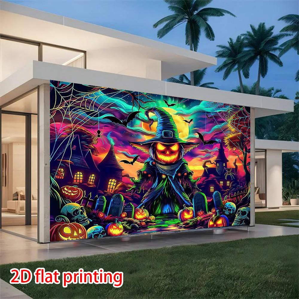2D flat banner 1 Halloween party background banner scary pumpkin figure evil pumpkin.PMJ
