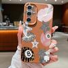 Vintage Leopard Print Stars Billiards Case For Samsung Galaxy S25 Edge S24 Ultra S23 S22 Plus S21 FE S26 Ultra Leather Texture Silicone Cover