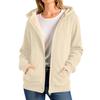 Womens Fleece Lined Hoodie Winter Zip Up Jacket Cozy Warm Thicken Thermal Hooded Sweatshirt Coat With Pockets