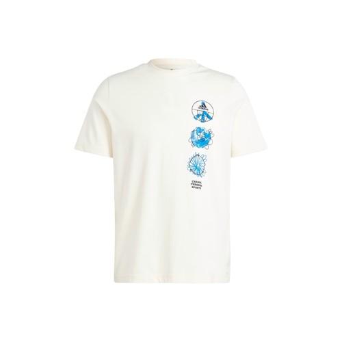 adidas Graphic Print Crew Neck Short Sleeve T-Shirt for Men, Beige L бежевый