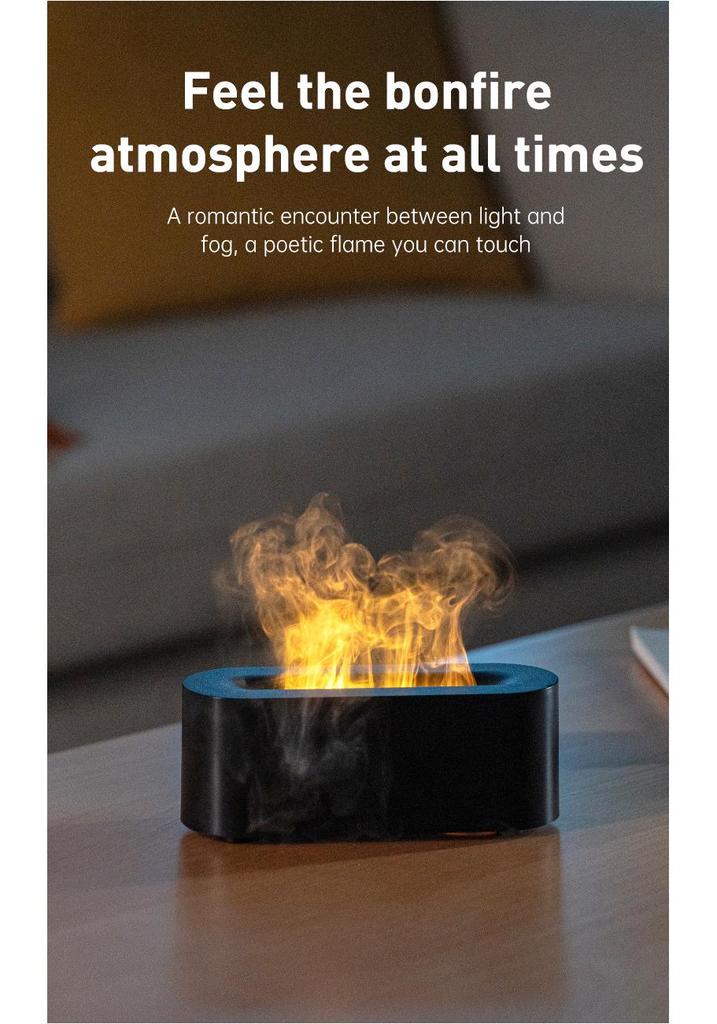 Seven-Color Simulated Flame USB Aroma Diffuser for Home and Office